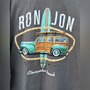 Ron Jon Surf Shop Shirt Mens 2XL Gray Long Sleeve Clearwater Beach Woody Board